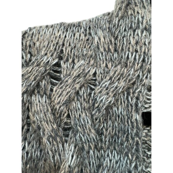 Gemelli Cable Knit Open Front Cardigan Sweater S/P Grey Acrylic & Mohair Blend M - Picture 3 of 12